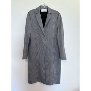 Harris Wharf London Minimalist Houndstooth Coat Cotton 42 Medium Made In Italy
